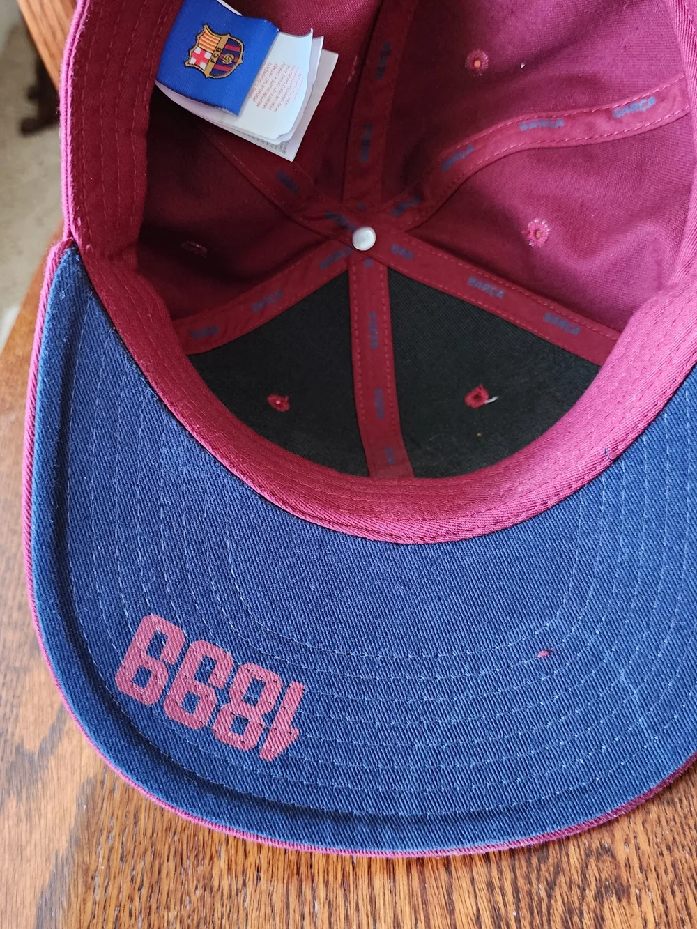 Maroon Embroidered Crest FC Barcelona Soccer Snapback Hat
